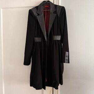 Alice and Olivia Black Coat with Leather Accents
